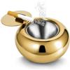 OlBuWa Posacenere con coperchio, in acciaio inox, per interni ed esterni (S, 10 x 5 cm, oro)