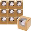 Gcardist Scatola per cupcake automatica pop-up marrone, contenitori singoli per cupcake, 15 pezzi 8,9x8,9x8,9 cm (15 scatole + 15 inserti, 3,5x3,5x3,5 pollici)