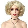 GNIMEGIL Parrucca corta riccia bionda (anni '20) vintage donne strati Cosplay Carnevale Halloween Finger Wave fibra sintetica