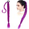 YNR Parrucca per cosplay, lunga 24 pollici, viola intrecciata, extension per capelli preintrecciati, viola con fascia elastica, capelli intrecciati, in fibra sintetica intrecciata, per cosplay Halloween
