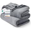 Bedsure, Coperta in pile per letto matrimoniale, Versatile coperta per letto soffice e morbido copriletto, colore grigio, 220 x 240 cm