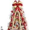 Hismir Fiocco decorativo per albero di Natale, 130 x 33 cm, grande fiocco natalizio con stelle filanti glitterate, fiocchi decorativi per albero di Natale, ghirlande, porte, festival, decorazioni per