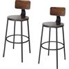 Relaxdays 2 sgabelli da Bar con Schienale, Legno/Metallo, Marrone/Nero, 99 x 54 x 54 cm