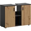 xonox.home Mobile lavabo Mone 80 x 59 x 30 cm in struttura basalto e riproduzione frontale in rovere artisano - Mobile da bagno moderno per lavabo, caldo e naturale