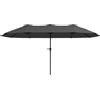 Outsunny Ombrellone Doppio con Prese d'Aria e Manovella, in Metallo e Poliestere, 4x2.2x2.34 m, Nero e Grigio Scuro