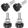 QUARKZMAN 4 Set M6 x 20mm Manopole Zigrinate Filettatura Maschio Viti Testa Zigrinata Dadi Rondelle, Impugnatura Manopola Bloccaggio 17mm Manopole Testa Plastica Viti Testa Zigrinata, Nero