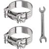 FINEASY 2 Pezzi Fascette Stringitubo Acciaio Inox Morsetti con Chiave Inclusa, Morsetto per Tubo di Scarico, Fascetta di Scarico Regolabile 48-51 mm, Antiruggine e Durevole