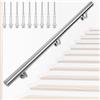 FREEAMG Corrimano per scale in acciaio inox, scala da parete, interno ed esterno, antiscivolo, per sicurezza, corridoio, bagno, soffitta, giardino (200 cm)