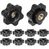 QUARKZMAN 10pz Pomelli a Stella M5 con Filettatura Femmina, Testa da 25mm, Plastica con Foro Passante, Vite in Ottone, Manopole a Compressione Filettate, Nero