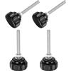 QUARKZMAN 4 Set M5 x 50mm Manopole Zigrinate Filettatura Maschio Viti Testa Zigrinata Dadi Rondelle, Impugnatura Manopola Bloccaggio 25mm Manopole Testa Plastica Viti Testa Zigrinata, Nero