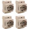 A2ZWORLD 4 Pezzi Presa Modulare Universale P40, Schuko + Bipasso Italiano, 10/16A AC 220V, 2,5 Moduli Barra DIN, IP20 IEC60884