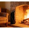 Calidola Set di attrezzi da camino con supporto, set da 3 pezzi in ferro nero con pala, spazzola e attizzatoio - base rotonda moderna verniciata a polvere, set di attrezzi da fuoco alto 52,5 cm per