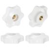 QUARKZMAN 4pz Pomelli a Stella con Filettatura Femmina M5, Testa da 32mm, Plastica con Foro Passante, Vite in Ottone, Manopole a Compressione Filettate, Bianco