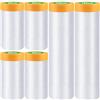 PHIEZC Pellicola per mascheratura con nastro adesivo, cellophane per coperture di mobili, 4 rotoli da 55 cm x 20 m + 2 rotoli da 150 cm x 2 m, nastro adesivo multiuso e pellicola antipolvere per imbianchini.