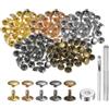 QUARKZMAN 100 Set Rivetti in Pelle 10mm x 8mm Elementi Fissaggio Borchie Rivetto a Doppio Cappuccio Metallo 3Pz Montaggio Chicago per Borse Scarpe Pelle Riparazioni, Colori Multipli