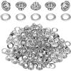 QUARKZMAN 50Set Grommets Eyelets 4mm 1/6 Pollici Kit Occhielli In Ottone Con Rondelle Per Tessuto Tendine Teli Cinture In Pelle Scarpe Borse Fai Da Te, Argento