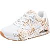 Skechers Donna Uno Metallic Love Trainers, White And Multi Metallic Heart Print Durabuck, 42 EU