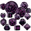 SIQUK 15 Pezzi Set di Dadi Poliedrici D3-D100 Dadi da Gioco Dadi D&D per Dungeons Dragons RPG MTG, Nero e Viola