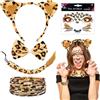 MorLuks 5 pezzi leopardi costume da leopardo con orecchie di leopardo cerchietto per capelli, papillon leopardato, accessorio per carnevale, cosplay
