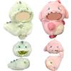 MUNSKT MUNKST - Vestiti per bambole, 17 cm, 2 set Outfit Lububu con tute imbottite squalo e dinosauro, accessori per bambole, vestiti da costume per bambole, 17 cm, bambola non inclusa (rosa