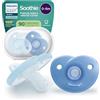 AVENT Philips Avent Succhietti ortodontici, ciucci ortodontici per neonati 0-6 mesi, design monopezzo, tettarella flessibile in silicone per ridurre la pressione, senza BPA, confezione da 2, blu, SCF099/26
