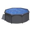 Gre KIT460GY GRE PISCINA FUORITERRA ANTHRACITE TONDA 460x120 cm IN ACCIAIO CON FILTRO SABBIA E ACCESSORI