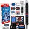 WINMAU Freccette - PDC Ultimate Set - 22 g Punta in Acciaio Professionale Ottone Freccette Set e Accessori - Include Alette per Freccette, aste, affilapunte e Custodia in plastica Trasparente Nera