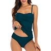 Joligiao Costumi da Bagno Set di Tankini da Donna Vita Alta Due Pezzi Bikini Set Push Up Costume da Bagno con Slip a Vita Alta per Mare Spiaggia Piscina Tankini Sets Swimsuit da Mare(Blu Marino,M)