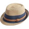 MESU Cappello di paglia estivo per bambini e ragazzi, stile Jazz Panama Trilby Fedora Beach Cap, cachi, Taglia unica
