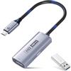 Guermok Scheda di acquisizione video USB 3.0 con PD 100W, 1080P@60FPS HDMI a USB-A/C, con adattatore Type-C, per streaming su Quest 3 / Pad/MacOS/Switch2/1, Argento