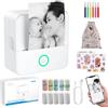 eSynic Mini Stampante Termica Bluetooth Ricaricabile, Supporta Android iOS, Stampante Fotografica Portatile con 10 Rotoli di Carta Termica, Stampa Foto dal Cellulare, Immagini Bianco e Nero - Bianco