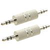 Duttek Adattatore audio maschio a maschio 3,5 mm, metallo argento 3 poli, jack stereo, connettori cuffie, confezione da 2