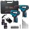 Coppia Trapano Avvitatore a Batteria Professionale 18V, 2 Batterie, 17 Accessori