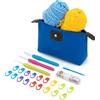 Jaliun Kit Uncinetto Completo - Set con 3 Uncinetti Ergonomici, 2 Gomitoli, Custodia e Accessori - Crochet Kit Starter Pack per Amigurumi e Fai da Te - Idea Regalo Creativa