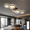 AQLEDY 99cm Lampadario Led Soffitto Moderni 5 Anelli, Dimmable Plafoniera Led Soffitto Camera Da Letto, 3000K-6500K Luce Funzione Di Memoria, Nessuno Sfarfallio-Black