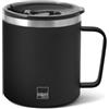 H&H Mug Termico in Acciaio Inox 18/10, BPA FREE - 400 ml, Colore Nero - Mantiene Caldo o Freddo fino a 12 Ore - Con Coperchio a Chiusura Scorrevole