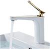Yuecoom Rubinetto, Rubinetto per lavabo monoforo in rame bianco + oro G1/2 Rubinetto per lavabo moderno con miscelatore acqua calda fredda Accessorio per il bagno,Rubinetto da Bagno