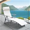 Easycomfort Sdraio da Giardino Pieghevole con Cuscino, Schienale con 7 Reclinazioni, 137x63.5x100.5cm, Beige