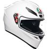 AGV - Casco K1 S E2206, Casco Moto Integrale ECE da Uomo, Stile Racing con Spoiler Aerodinamico, Prese d'Aria e Visiera Antigraffio, Campo Visivo 190°, Predisposizione Interfono, Bianco