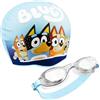 BlueY Set Cuffia da Nuoto per Bambini con Occhialini da Piscina Anti-Appannamento