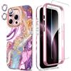 SHEDEER Custodia per iPhone 16 Pro con protezione per fotocamera + pellicola protettiva + paraurti, custodia per iPhone 16 Pro lucida lucida elegante, TPU antiurto a 360 gradi custodia protettiva per