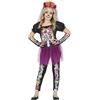 FIESTAS GUIRCA Costume da scheletro floreale, vestito con tutu, pantaloni e guanti con stampa floreale, per bambine 7-9 anni