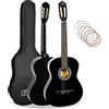 3rd Avenue Pacchetto Per Principianti Di Corde In Nylon Spagnolo Per Chitarra Classica 4/4 A Grandezza Naturale - 6 Mesi Di Lezioni Gratuite, Borsa, Corde - Nero