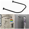 Tanxih Bastone per tenda da doccia a U, regolabile, in acciaio inox, a forma di U, installazione senza trapano, per bagno, vasca da bagno, negozio di abbigliamento (colore nero a forma di U, lunghezza