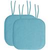 Sweet Home Collection, Cuscino per sedia in memory foam, con laccetti, motivo a nido d'ape, retro in gomma antiscivolo, forma quadrata arrotondata, 40 x 40 cm, color verde acqua, 2 pezzi