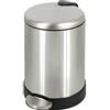 Glad Piccolo bidone della spazzatura, 1,2 galloni, rotondo in acciaio inox, con coperchio a chiusura ammortizzata e pedale, cestino in metallo con secchio interno rimovibile, in acciaio inox