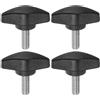 QUARKZMAN 4pz Manopole a T Con Viti a Testa Alare M6x16mm - Plastica Filettatura Maschio Standard, Maniglie Serraggio a Mano, Vite a Testa Zigrinata, Nero