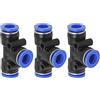 M METERXITY 3pz T Forma 3 Vie Tipo Connettore, Spingere per Collegare Aria Tubo Flessibile Raccordo - per Trasporto Aria Acqua, Applica Esterno/industriale (ID 8mm, Nero Blu)