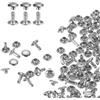 QUARKZMAN 60 Set Rivetti in Pelle Doppia Cappuccio, 7x8mm Tondo Rivetto Tubolari a Vite per Cuoio Chicago Metallo per Pelle Cintura Tessuto Collare Borsa Riparazione Decorazione, Argento