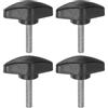 QUARKZMAN 4pz Manopole a T Vite a Testa Alata M5 x 25mm Manopole a T Plastica con Filettatura Maschio Standard Maniglie Manopole Serraggio a Mano Vite a Testa Zigrinata, Nero